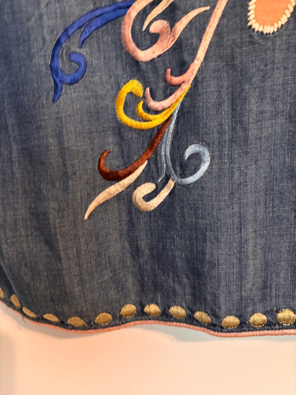 NWT Chelsea & Theodore Blue Boho Embroidered & Applique Dress - Picture 9 of 11